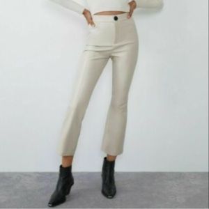Zara cream leather pants